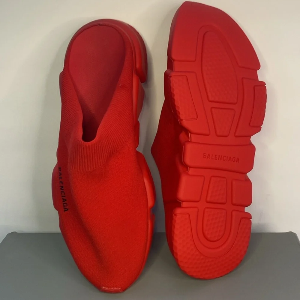New Authentic Women’s Balenciaga Red Speed Mule sneakers Sandals Unisex